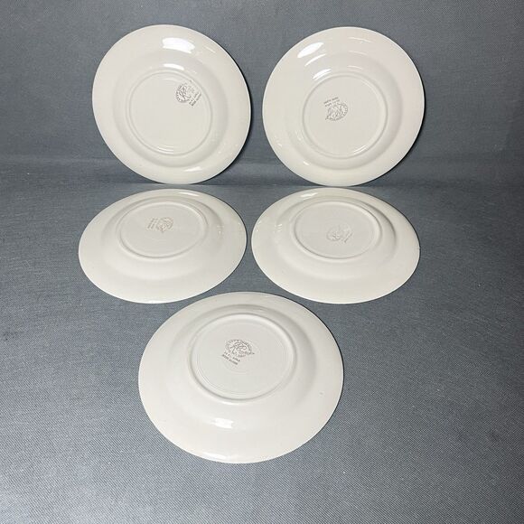 Salad Plates 7" Royal China Rose Glory 24vKt Gold Union Made-Set 5-Vintage 1950s - Picture 2 of 5